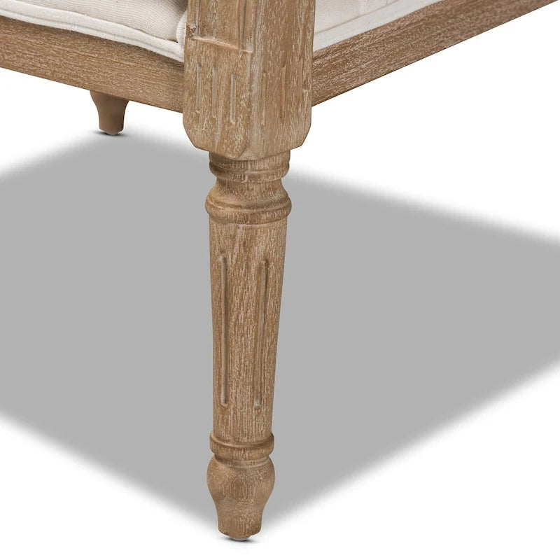 Fauteuil en bois rembourré en tissu de style provincial français Clemence