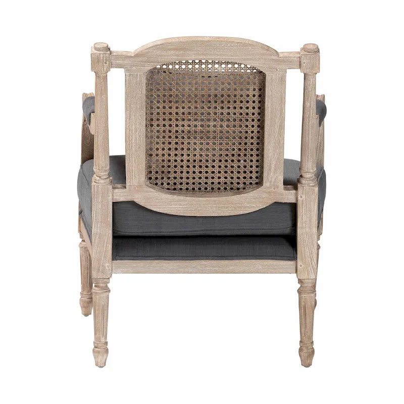 Fauteuil en bois rembourré en tissu de style provincial français Clemence