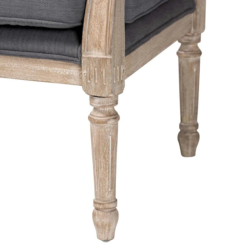 Fauteuil en bois rembourré en tissu de style provincial français Clemence