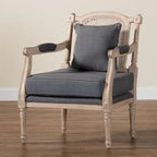 Fauteuil en bois rembourré en tissu de style provincial français Clemence