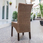 Chaise de salle à manger Campbell en rotin tressé et acajou (lot de 2)