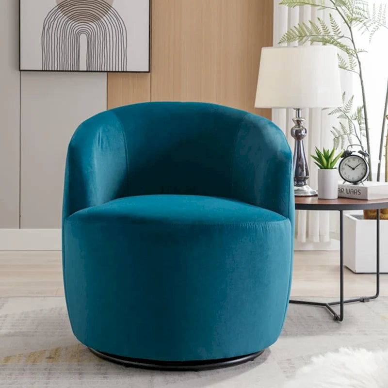 Fauteuil pivotant d'appoint en velours, fauteuil crapaud avec anneau en métal thermolaqué