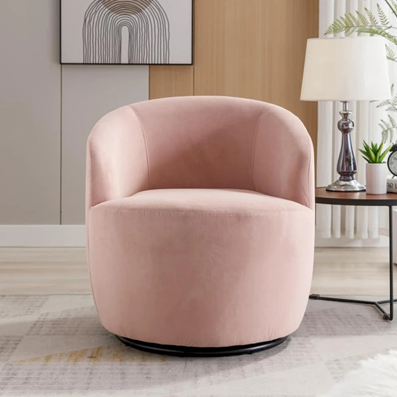 Fauteuil pivotant d'appoint en velours, fauteuil crapaud avec anneau en métal thermolaqué