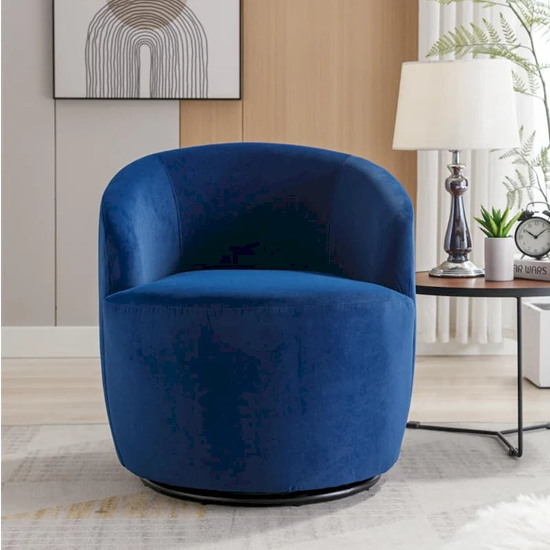 Fauteuil pivotant d'appoint en velours, fauteuil crapaud avec anneau en métal thermolaqué