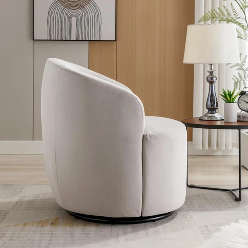 Fauteuil pivotant d'appoint en velours, fauteuil crapaud avec anneau en métal thermolaqué