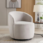 Fauteuil pivotant d'appoint en velours, fauteuil crapaud avec anneau en métal thermolaqué