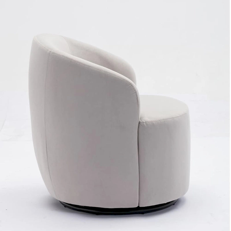 Fauteuil pivotant d'appoint en velours, fauteuil crapaud avec anneau en métal thermolaqué