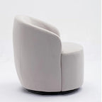 Fauteuil pivotant d'appoint en velours, fauteuil crapaud avec anneau en métal thermolaqué