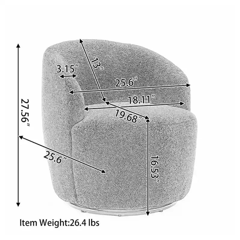 Fauteuil pivotant d'appoint en velours, fauteuil crapaud avec anneau en métal thermolaqué