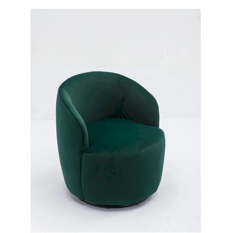Fauteuil pivotant d'appoint en velours, fauteuil crapaud avec anneau en métal thermolaqué