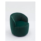 Fauteuil pivotant d'appoint en velours, fauteuil crapaud avec anneau en métal thermolaqué