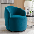 Fauteuil pivotant d'appoint en velours, fauteuil crapaud avec anneau en métal thermolaqué