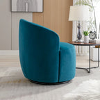 Fauteuil pivotant d'appoint en velours, fauteuil crapaud avec anneau en métal thermolaqué