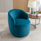 Fauteuil pivotant d'appoint en velours, fauteuil crapaud avec anneau en métal thermolaqué