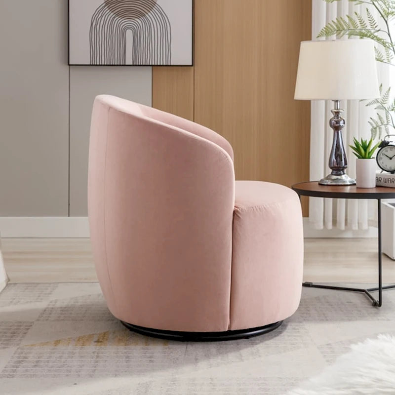 Fauteuil pivotant d'appoint en velours, fauteuil crapaud avec anneau en métal thermolaqué