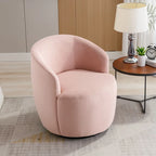 Fauteuil pivotant d'appoint en velours, fauteuil crapaud avec anneau en métal thermolaqué