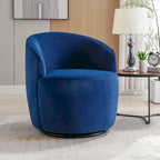 Fauteuil pivotant d'appoint en velours, fauteuil crapaud avec anneau en métal thermolaqué