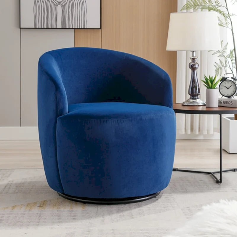 Fauteuil pivotant d'appoint en velours, fauteuil crapaud avec anneau en métal thermolaqué