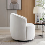 Fauteuil pivotant d'appoint en velours, fauteuil crapaud avec anneau en métal thermolaqué