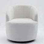 Fauteuil pivotant d'appoint en velours, fauteuil crapaud avec anneau en métal thermolaqué