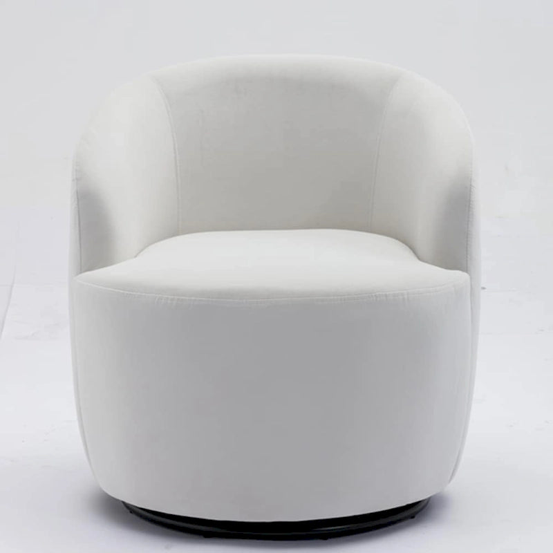 Fauteuil pivotant d'appoint en velours, fauteuil crapaud avec anneau en métal thermolaqué