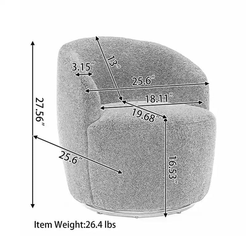 Fauteuil pivotant d'appoint en velours, fauteuil crapaud avec anneau en métal thermolaqué