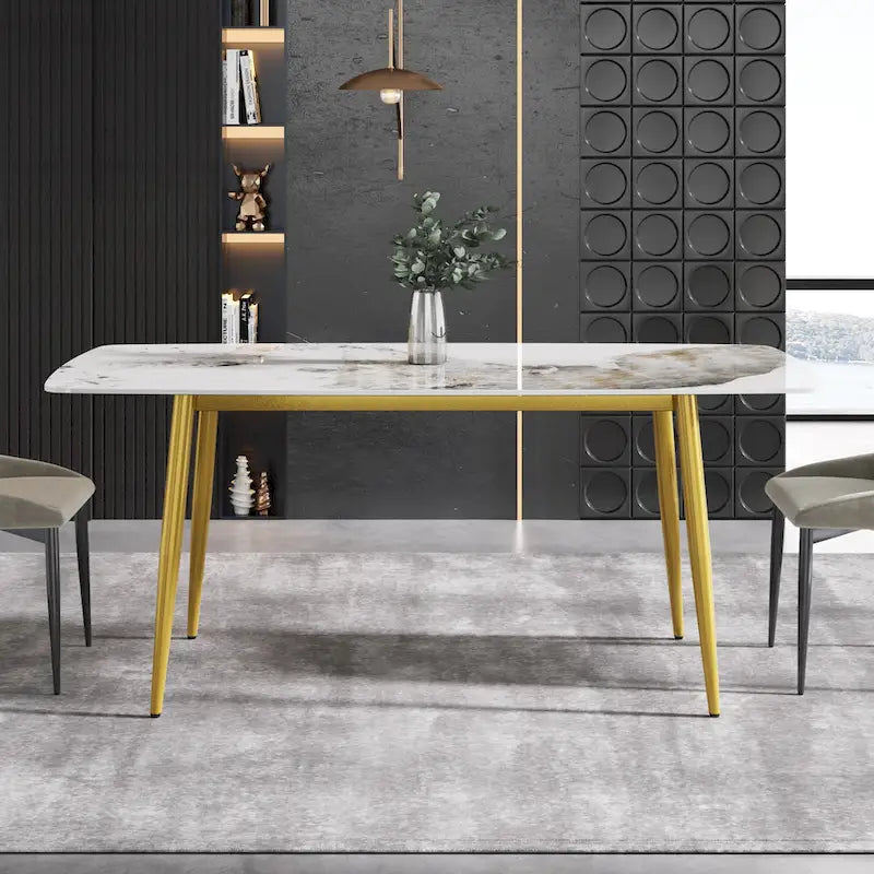Table à manger rectangulaire moderne en pierre frittée de 180 cm pour 8 personnes