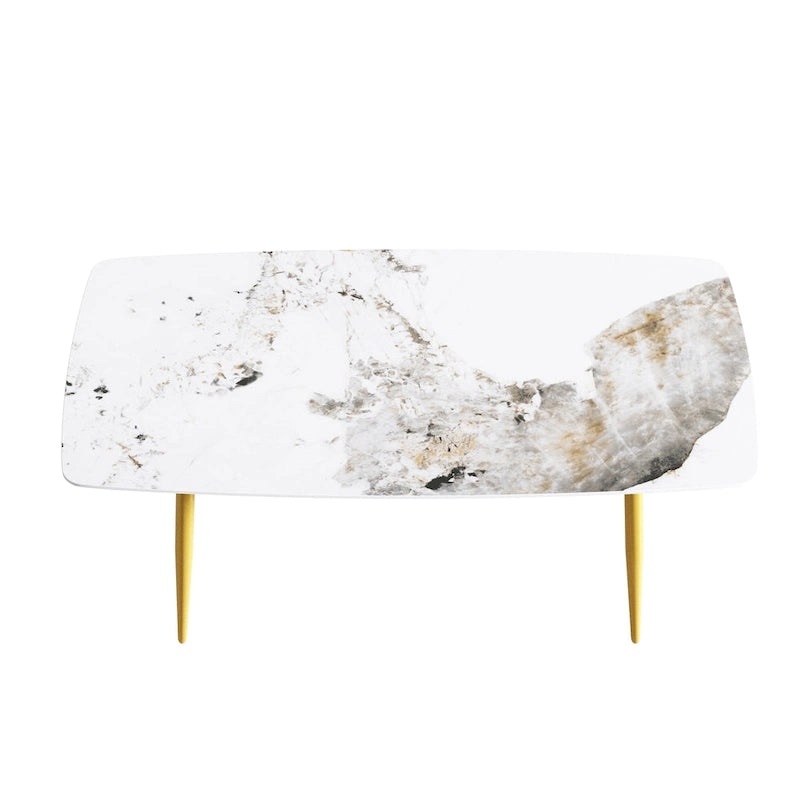 Table à manger rectangulaire moderne en pierre frittée de 180 cm pour 8 personnes