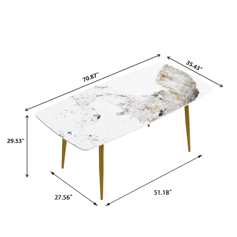 Table à manger rectangulaire moderne en pierre frittée de 180 cm pour 8 personnes