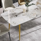 Table à manger rectangulaire moderne en pierre frittée de 180 cm pour 8 personnes