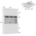 78,9 Buffet de garde-manger avec huche Meuble de rangement de cuisine autoportant