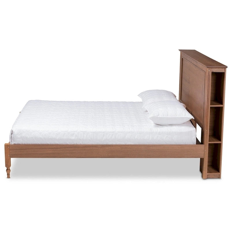Lit plate-forme de rangement rustique Dehaney avec étagères
