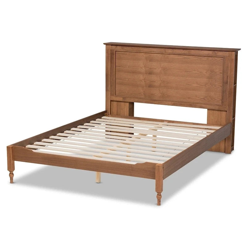 Lit plate-forme de rangement rustique Dehaney avec étagères