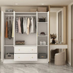 Armoire penderie en bois avec miroir 4 portes 2 tiroirs