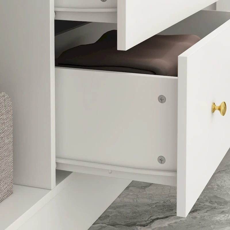 Armoire penderie en bois avec miroir 4 portes 2 tiroirs