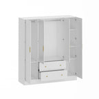 Armoire penderie en bois avec miroir 4 portes 2 tiroirs