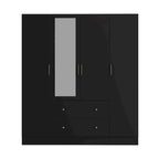 Armoire penderie en bois avec miroir 4 portes 2 tiroirs