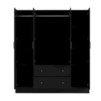 Armoire penderie en bois avec miroir 4 portes 2 tiroirs