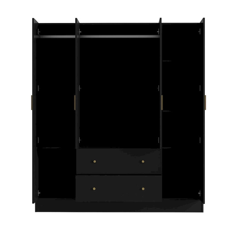 Armoire penderie en bois avec miroir 4 portes 2 tiroirs