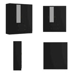 Armoire penderie en bois avec miroir 4 portes 2 tiroirs