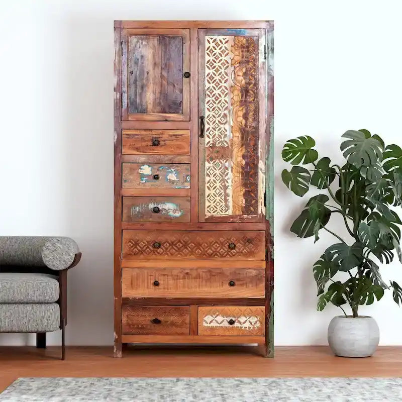Armoire autoportante en bois massif - N/A