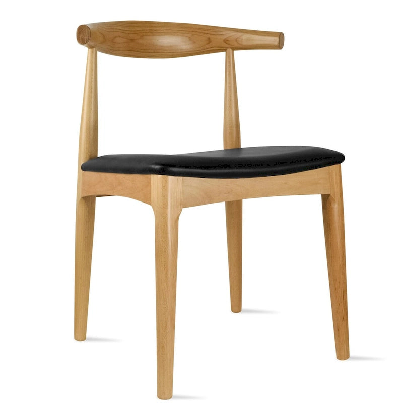 Chaise de salle à manger en bois foncé noyer avec coussin en cuir PU ou tissu beige, chaise d'appoint de bureau pour salon, chambre à coucher, cuisine