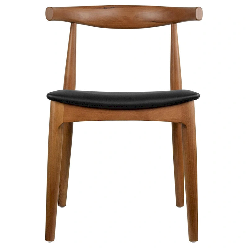 Chaise de salle à manger en bois foncé noyer avec coussin en cuir PU ou tissu beige, chaise d'appoint de bureau pour salon, chambre à coucher, cuisine