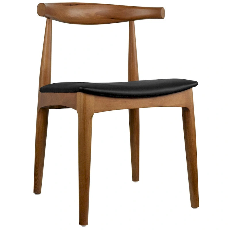 Chaise de salle à manger en bois foncé noyer avec coussin en cuir PU ou tissu beige, chaise d'appoint de bureau pour salon, chambre à coucher, cuisine