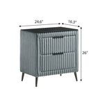 Lit capitonné en velours côtelé à larges côtes Mavela avec 2 tables de chevet et un banc, bleu