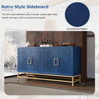 Bahut de style rétro avec étagères réglables, poignées et pieds rectangulaires en métal pour cuisine, salon et salle à manger
