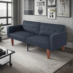 Canapé-lit convertible inclinable en tissu moderne réversible pliant lit de jour pour invités avec 2 oreillers