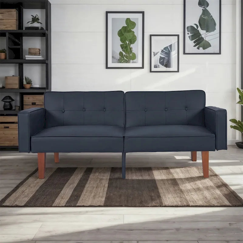 Canapé-lit convertible inclinable en tissu moderne réversible pliant lit de jour pour invités avec 2 oreillers