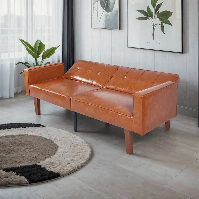 Canapé-lit convertible inclinable en tissu moderne réversible pliant lit de jour pour invités avec 2 oreillers