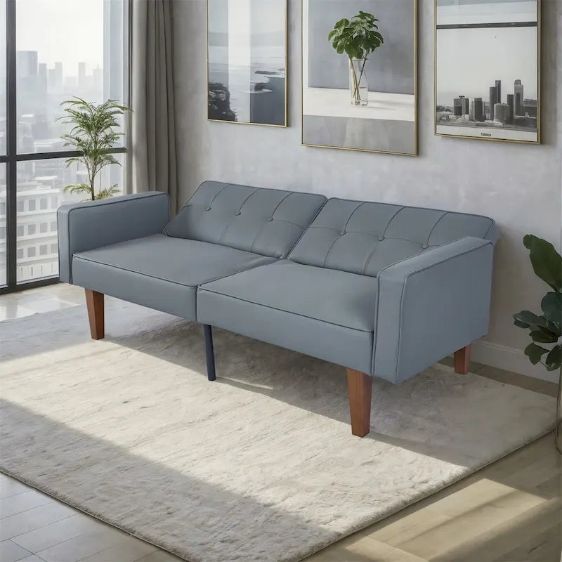 Canapé-lit convertible inclinable en tissu moderne réversible pliant lit de jour pour invités avec 2 oreillers